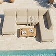OVIALA - Salon de jardin bas modulable uni 6 places beige - Patio - vignette