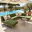 OVIALA - Salon de jardin bas modulable uni 6 places vert kaki - Patio - vignette