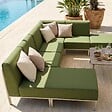 OVIALA - Salon de jardin bas modulable uni 6 places vert kaki - Patio - vignette