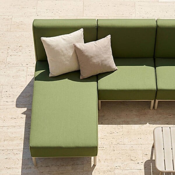 OVIALA - Salon de jardin bas modulable uni 6 places vert kaki - Patio - large