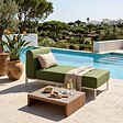 OVIALA - Salon de jardin bas modulable uni 6 places vert kaki - Patio - vignette