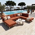 OVIALA - Salon de jardin bas modulable uni 6 places terracotta - Patio - vignette