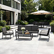 CONCEPT USINE - Salon de jardin 5 places en aluminium gris foncé HOBART - vignette
