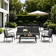 CONCEPT USINE - Salon de jardin 5 places en aluminium gris foncé HOBART - vignette