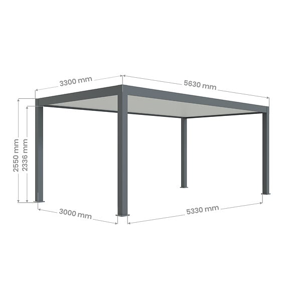 DIRECT-ABRIS - Carport Aluminium 330 x 563 cm PRESTON - 20 m2 - Hauteur : 255 - 1 Voiture - Abri Voiture Autoportant - Sans Déclaration Travaux - large