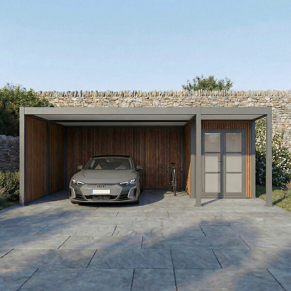 DIRECT-ABRIS - Carport Aluminium 759 x 645 cm NEWARK - 43 m2 - Hauteur : 255 - 2 Voitures - Abri Voiture Autoportant - Stockage - Extension - Gris Anthracite - large