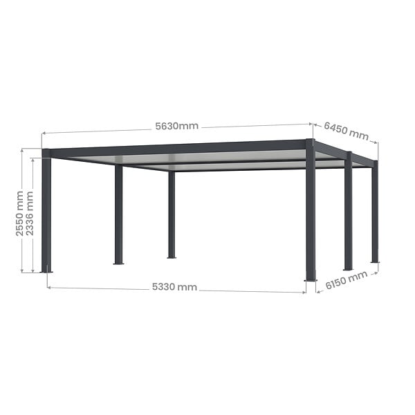 DIRECT-ABRIS - Carport Aluminium 563 x 645 cm WESTON - 37 m2 - Hauteur : 255 - 2 Voitures - Abri Voiture Autoportant - Gouttière incluse - Pergola - Gris Anthracite - large