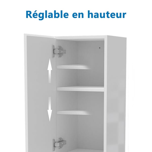 AICA SANITAIRE - AICA Colonne de rangement salle de bain design suspendue, 2 portes, 30 x 110 x 30 cm (LxHxP) - Blanc brillant - large