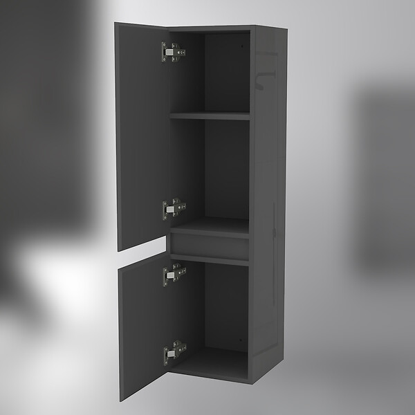 AICA SANITAIRE - AICA Colonne de rangement salle de bain design suspendue, 2 portes, 30 x 110 x 30 cm (LxHxP) - Anthracite brillant - large