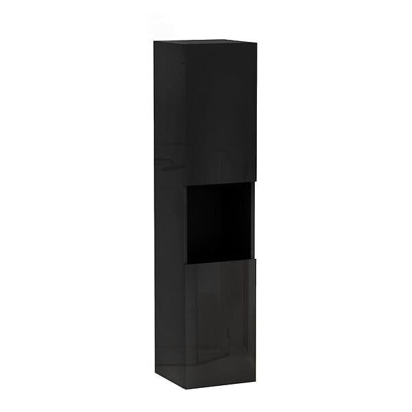 AICA SANITAIRE - AICA Colonne de rangement salle de bain design suspendue, 2 portes, 30 x 131.5 x 30 cm (LxHxP) - Noir brillant - large