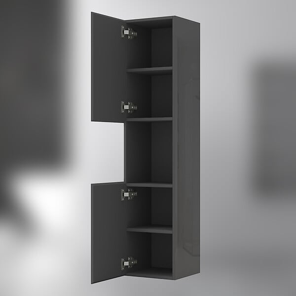 AICA SANITAIRE - AICA Colonne de rangement salle de bain design suspendue, 2 portes, 30 x 131.5 x 30 cm (LxHxP) - Anthracite brillant - large
