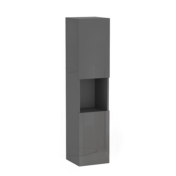 AICA SANITAIRE - AICA Colonne de rangement salle de bain design suspendue, 2 portes, 30 x 131.5 x 30 cm (LxHxP) - Anthracite brillant - large