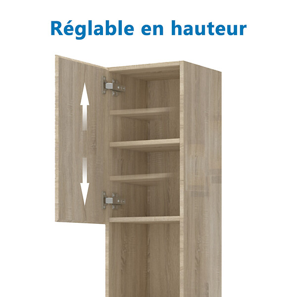 AICA SANITAIRE - AICA Colonne de rangement salle de bain design suspendue, 2 portes, 30 x 131.5 x 30 cm (LxHxP) - Chêne brillant - large