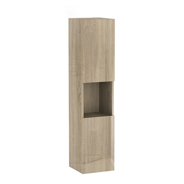 AICA SANITAIRE - AICA Colonne de rangement salle de bain design suspendue, 2 portes, 30 x 131.5 x 30 cm (LxHxP) - Chêne brillant - large
