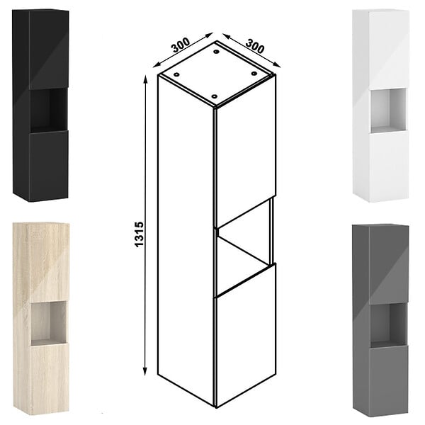 AICA SANITAIRE - AICA Colonne de rangement salle de bain design suspendue, 2 portes, 30 x 131.5 x 30 cm (LxHxP) - Chêne brillant - large