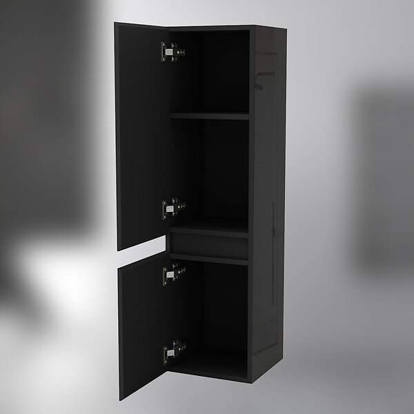 AICA SANITAIRE - AICA Colonne de rangement salle de bain design suspendue, 2 portes, 30 x 110 x 30 cm (LxHxP) - Noir brillant - large