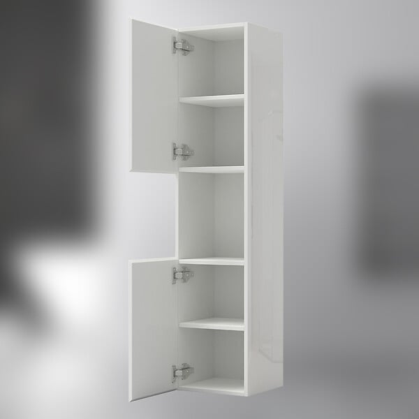 AICA SANITAIRE - AICA Colonne de rangement salle de bain design suspendue, 2 portes, 30 x 131.5 x 30 cm (LxHxP) - Blanc brillant - large