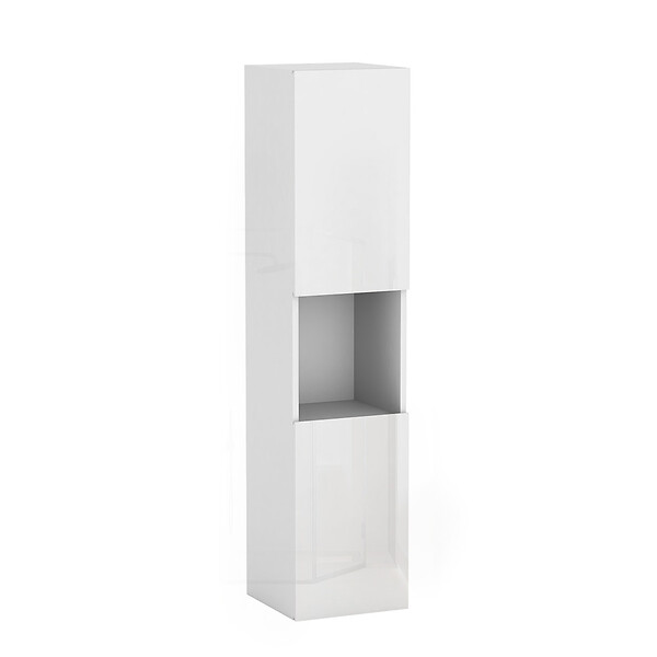 AICA SANITAIRE - AICA Colonne de rangement salle de bain design suspendue, 2 portes, 30 x 131.5 x 30 cm (LxHxP) - Blanc brillant - large