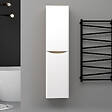 AICA SANITAIRE - AICA Colonne de salle de bain Brillant + 2 Porte, avec compartiment, 35 x 30 x 140 cm, Blanc et Chêne - vignette