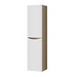 AICA SANITAIRE - AICA Colonne de salle de bain Brillant + 2 Porte, avec compartiment, 35 x 30 x 140 cm, Blanc et Chêne - vignette