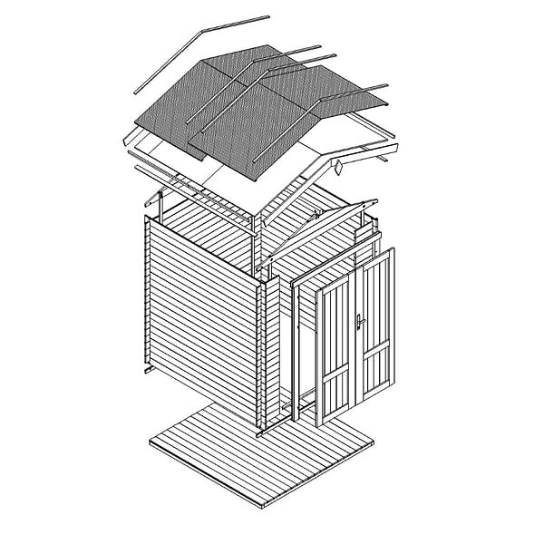 TIMBELA - Abri de Jardin en Bois 2,82 m² TIMBELA M320F1+M320G - large
