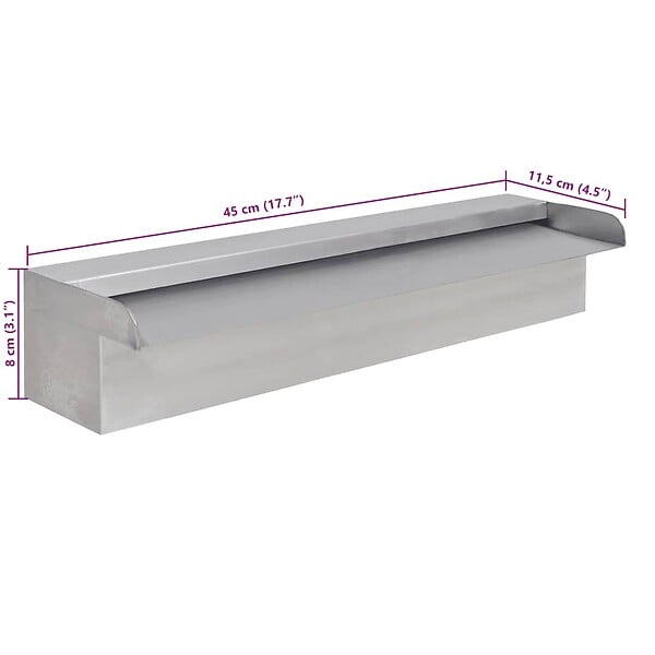 VIDAXL - vidaXL Lame d'eau rectangulaire 45 cm Acier inoxydable pour piscine - large