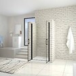 AICA SANITAIRE - Porte de douche battante 80cm en verre trempé anticalcaire profil et poignée Noir Mat douche italienne hauteur 200cm - vignette