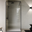 AURLANE - Paroi de Douche 100x200cm Verre trempé 5mm - Cadre et Bras Aluminium NOIR MAT - DARK CONTOURING - vignette