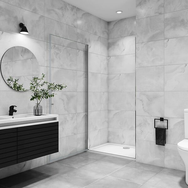 AICA SANITAIRE - Aica porte de douche pivotante 80x180cm porte de douche style mininalisme en verre anticalcaire en niche - large