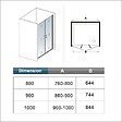 AICA SANITAIRE - Porte de douche battante 90cm en verre trempé anticalcaire profil et poignée Noir Mat douche italienne hauteur 200cm - vignette