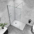 AICA SANITAIRE - paroi de douche à l’italienne 70x190cm,paroi de douche avec 2 étagères et une barre de fixation extensible 70-120cm en cylindrique - vignette
