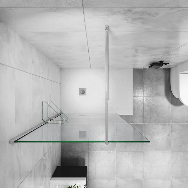 AICA SANITAIRE - paroi de douche à l’italienne 70x190cm,paroi de douche avec 2 étagères et une barre de fixation extensible 70-120cm en cylindrique - large