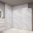 AICA SANITAIRE - Pack de 3 Panneaux muraux de douche blanc effet marbre 90+90+90 x H.210cm avec 4 profilés Panneau mural salle de bain - Aluminium - vignette