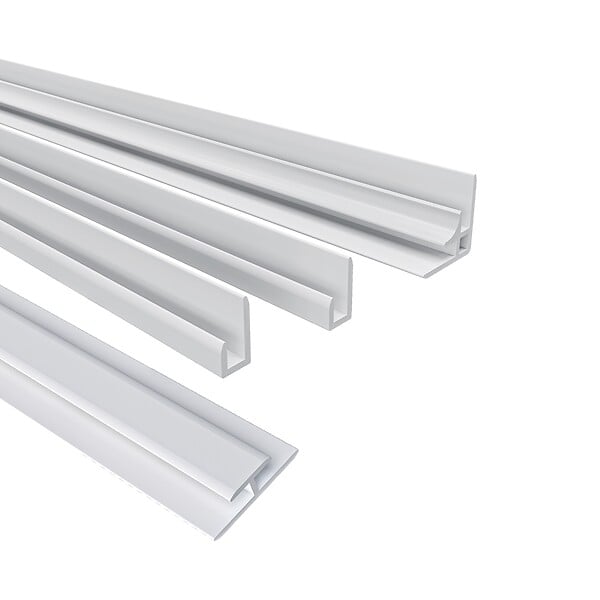 AICA SANITAIRE - Pack de 3 Panneaux muraux de douche blanc effet marbre 120+120+120 x H.210cm avec 4 profilés Panneau mural salle de bain - Aluminium - large