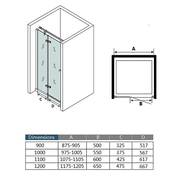 AICA SANITAIRE - Porte de douche pivotante - 110x195cm - Verre 6mm de sécurité anticalcaire - Avec barre de fixation - Design moderne - large