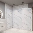 AICA SANITAIRE - Pack de 3 Panneaux muraux de douche blanc effet marbre 80+100+100 x H.210cm avec 4 profilés Panneau mural salle de bain - Aluminium - vignette