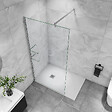 AICA SANITAIRE - paroi de douche 70 x 190cm paroi de douche à l'italienne avec une barre de stabilisation 140cm et 2 étagères - vignette