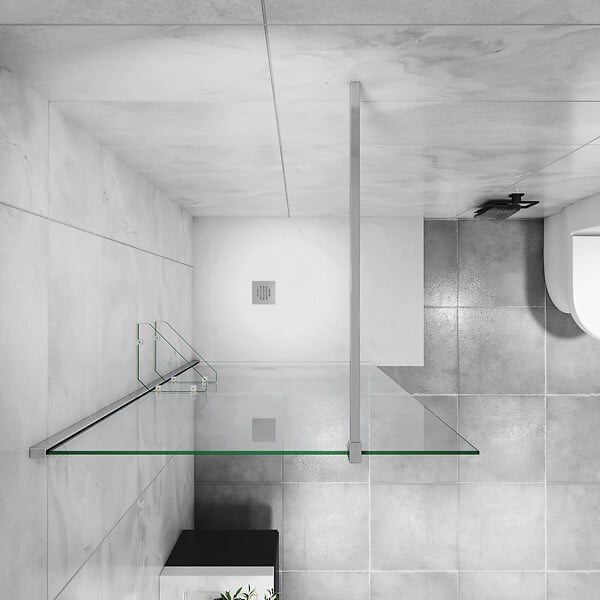 AICA SANITAIRE - paroi de douche 70 x 190cm paroi de douche à l'italienne avec une barre de stabilisation 140cm et 2 étagères - large