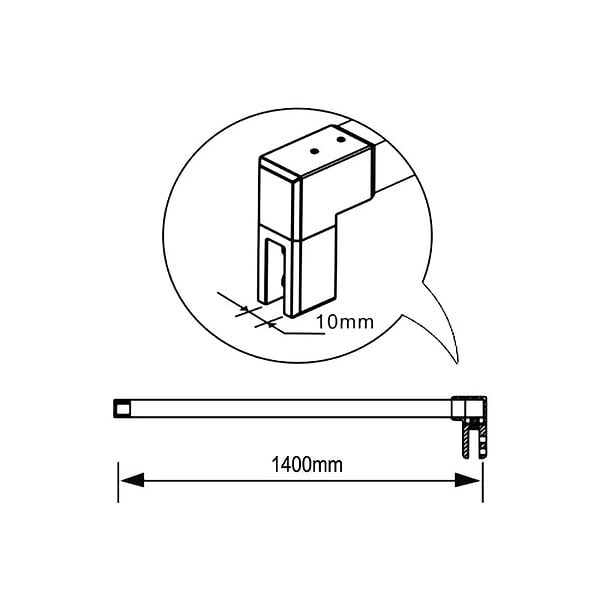 AICA SANITAIRE - paroi de douche 70 x 190cm paroi de douche à l'italienne avec une barre de stabilisation 140cm et 2 étagères - large