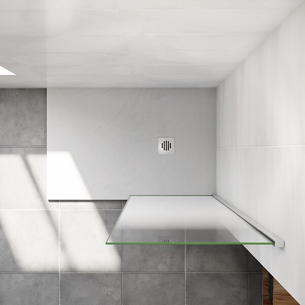AICA SANITAIRE - Paroi de douche fixe à l'italienne 70x200cm Modèle Brume, verre 8mm trempé anticalcaire, profilé chromé - large