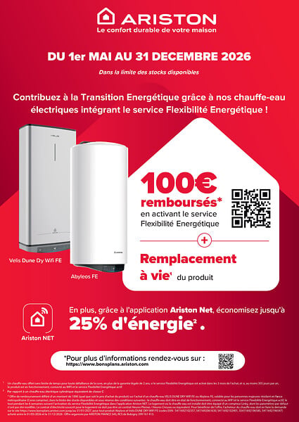 ARISTON - Chauffe-eau électrique Sur Pieds - ARISTON Abyleos Wifi 300L  – jusqu'à 25% d'économie – Steatite ACI - large