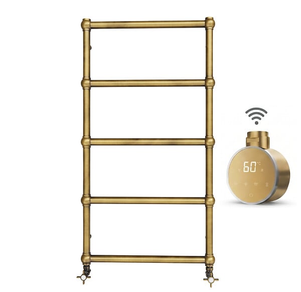OTITEC - Sèche-serviettes électrique - Avec thermostat connecté - WEMA - 50 x 53 cm - Laiton Brossé - 400W - large