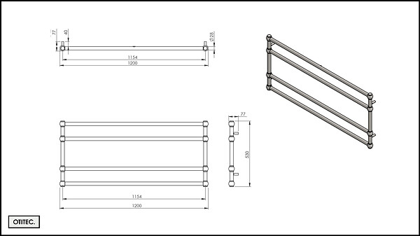 OTITEC - Sèche-serviettes électrique - Avec thermostat connecté - WAME - 120 x 53 cm - Cuivre Brossé - 300W - large