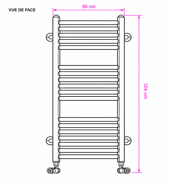 OTITEC - Sèche-serviettes électrique – 124 x 50 cm – Doré – 400W - Avec thermostat connecté - CHARLI - large