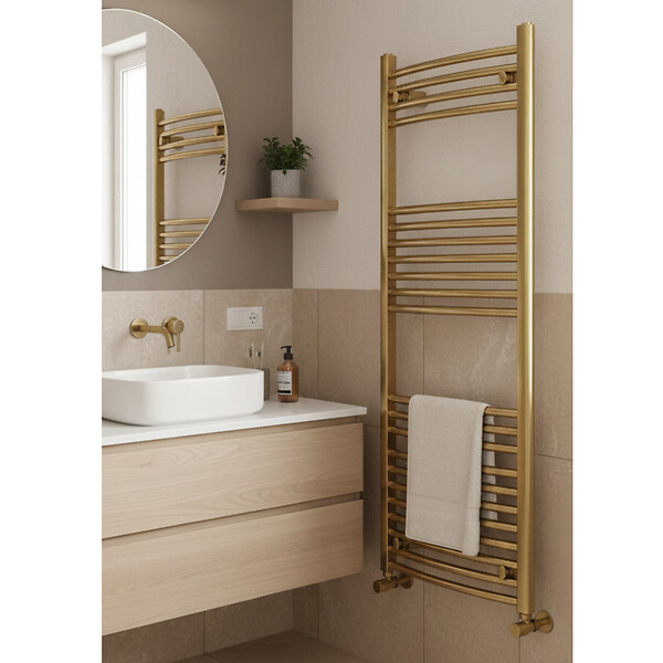 OTITEC - Sèche-serviettes électrique – 120 x 50 cm – Doré – 800W - Avec thermostat connecté - ELEGANT - large