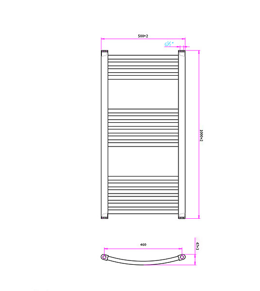 OTITEC - Sèche-serviettes électrique – 100 x 50 cm – Doré - 600W - Avec thermostat connecté - ELEGANT - large