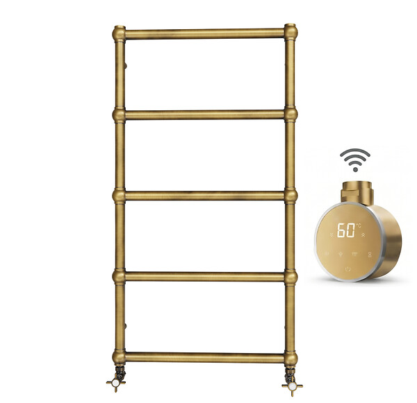 OTITEC - Sèche-serviettes électrique - Avec thermostat connecté - WEMA - 150 x 53 cm - Laiton Brossé - 300W - large