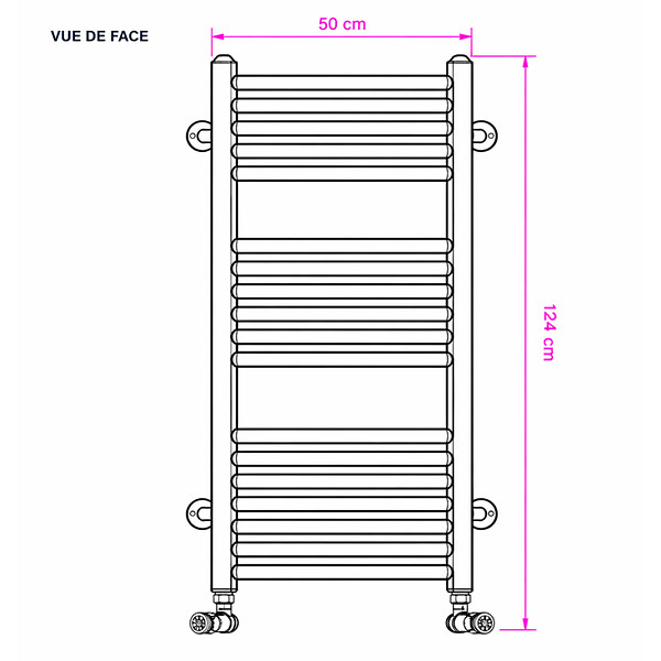 OTITEC - Sèche-serviettes électrique – 124 x 50 cm – Doré – Avec thermostat connecté  - CHARLI - large