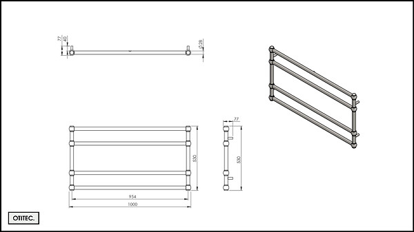 OTITEC - Sèche-serviettes électrique - Avec thermostat connecté - WAME - 100 x 53 cm - Blanc - 400W - large
