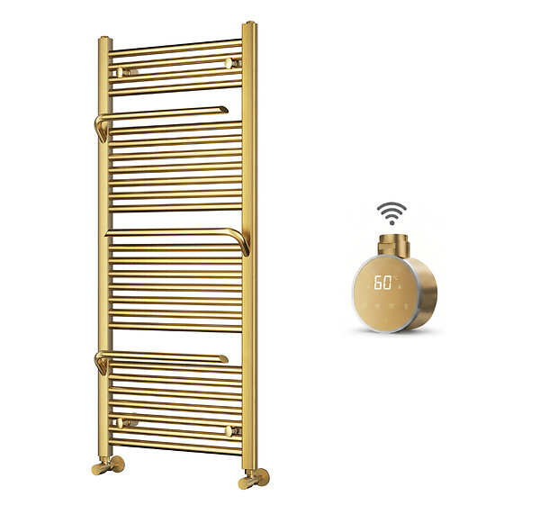 OTITEC - Sèche-serviettes électrique – 120 x 50 cm – Doré – 700W - Avec thermostat connecté - SUDO - large